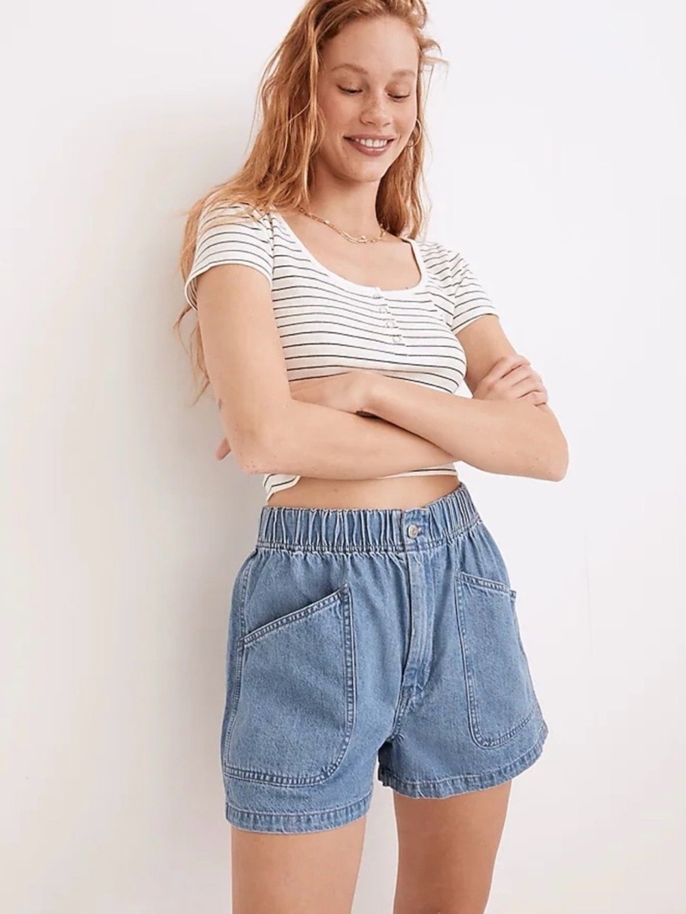 Madewell Denim Pull-On Utility Shorts Grandfield Wash Size 23